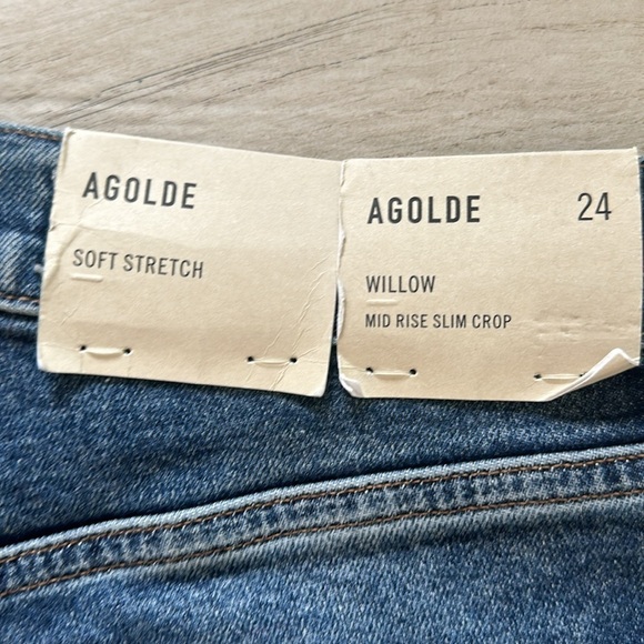 NWT AGOLDE Women's Willow Mid Rise Slim Crop Jean in color rush - Picture 9 of 13